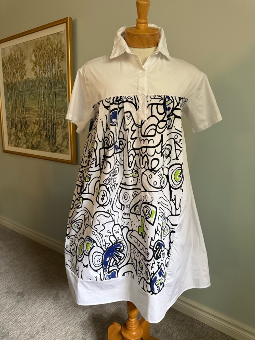 NWT Vivian Shyu Abstract Art Shirt Dress Oversized Dopamine Midi M